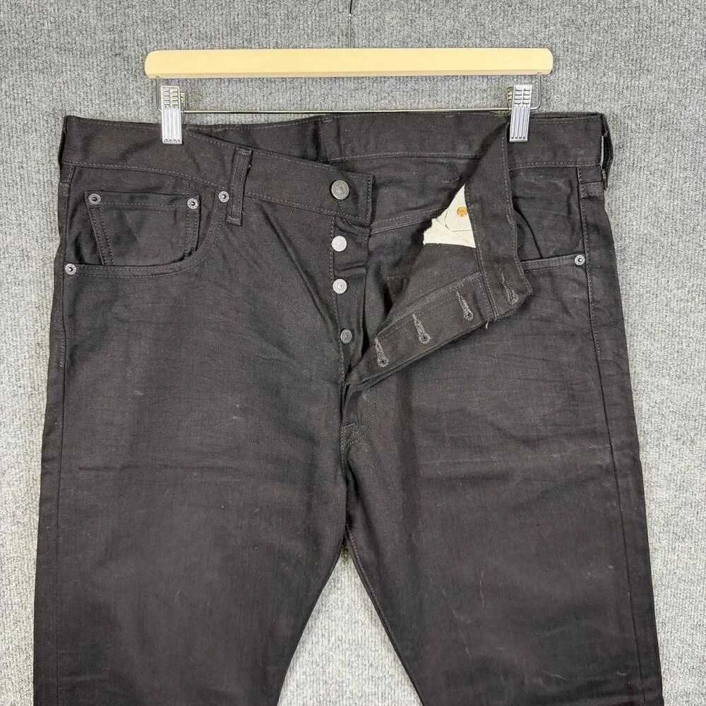 Levis 501 Mens Jeans 38x32 Black Original Fit Button Fly Straight Leg Denim